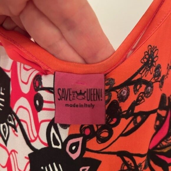 Ladies "Save the Queen" - Red Print Sleeveless Dress - Picture 5 of 6